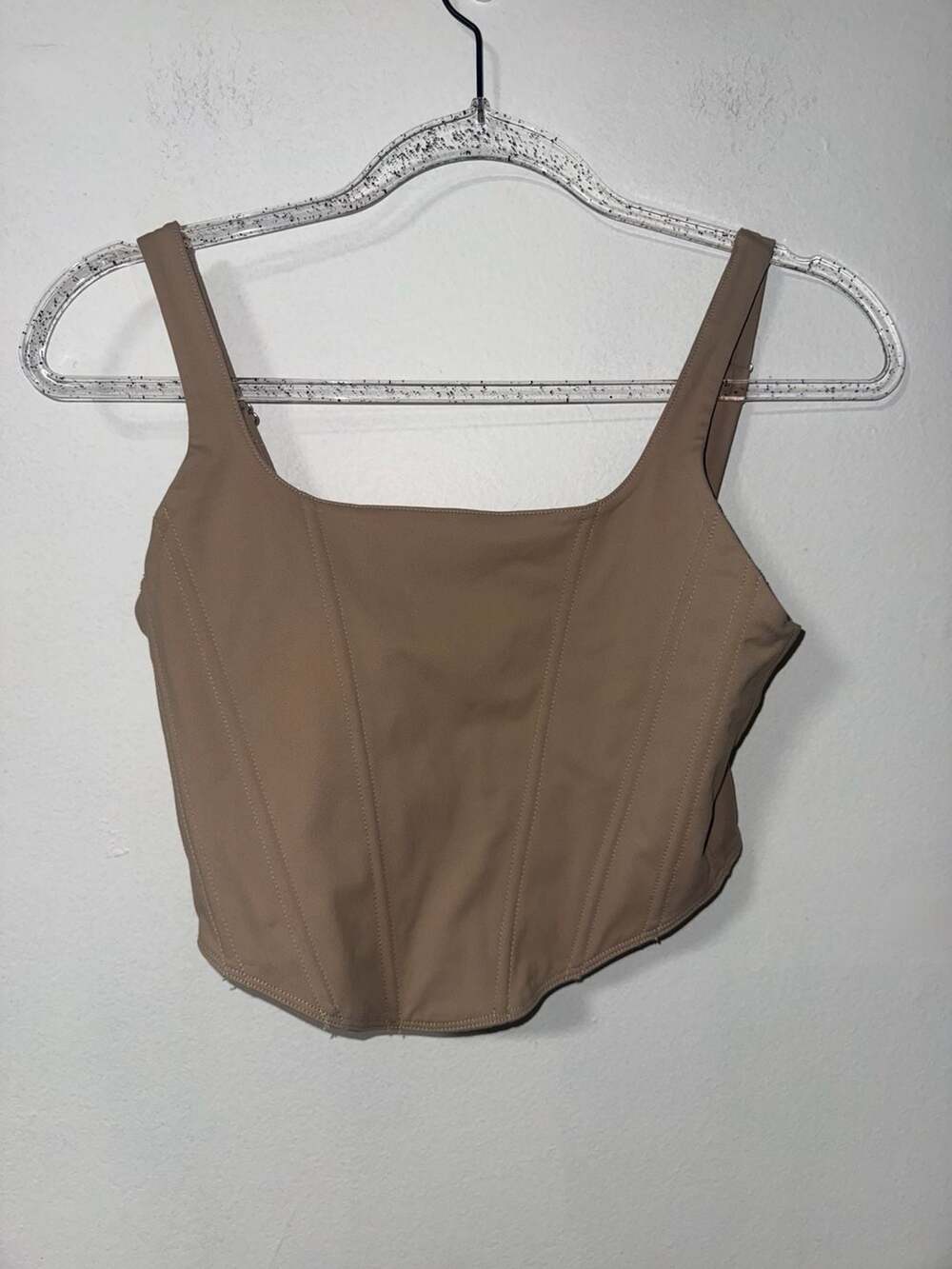 Rioria Brown Corset Top Bustier Back Zipper Cropped Tank